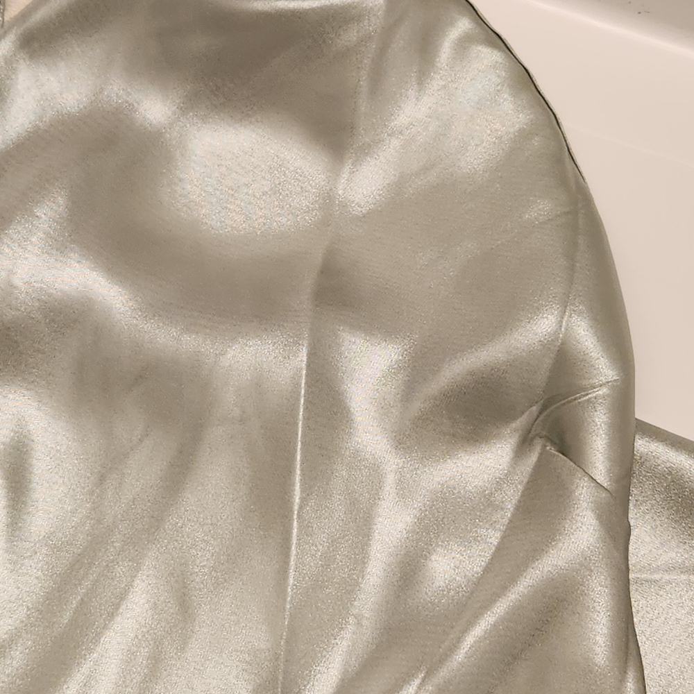 Free People Geen Lace Back Sunset Shimmer Metallic Satin Midi Slip Dress - Picture 8 of 8